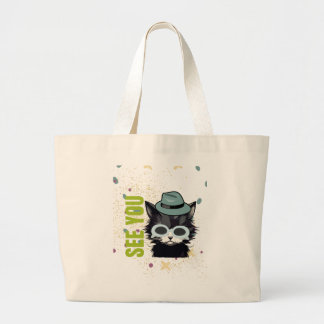 Cat eyes see you  large tote bag