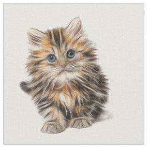 Cat fabric Sweet watercolor pastel kitten 80s prin