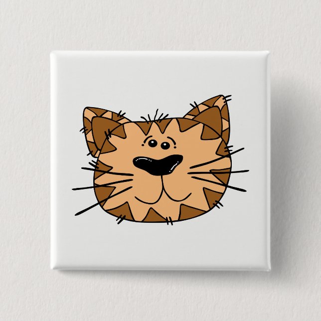 Cat Face 15 Cm Square Badge (Front)