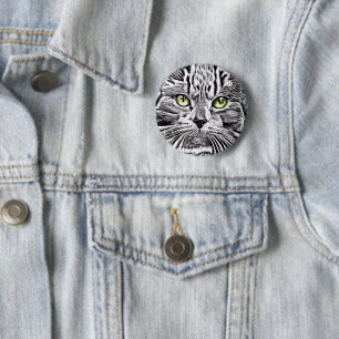 Cat face 6 cm round badge