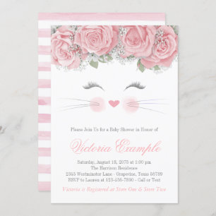 Cat Face Baby Shower Invitation