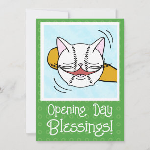 Cat Face Baseball Opening Day Blessings Card