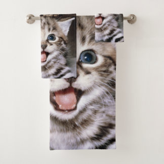 Cat Face Bathroom Towel Set