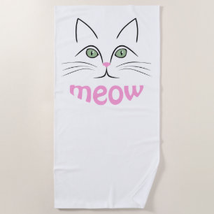 Cat face beach towel
