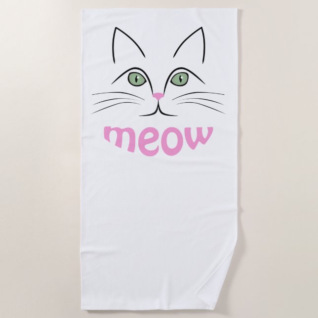 Cat face beach towel (Front)