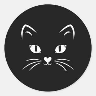 Cat Face Black Cat Halloween Costume Classic Round Sticker