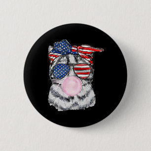 Cat Face Bubblegum 4th Of July Meowica Independenc 6 Cm Round Badge