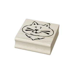 cat face cartoon art stamp