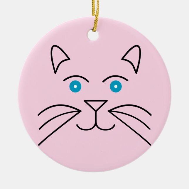 Cat face ceramic tree decoration (Front)