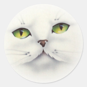 cat face classic round sticker