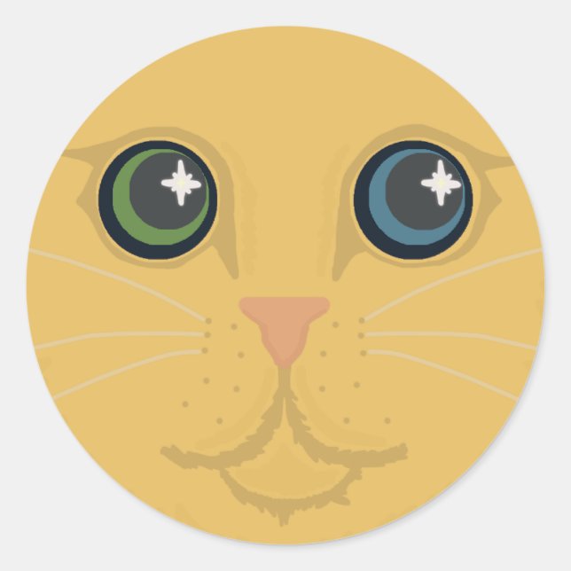 Cat Face Classic Round Sticker (Front)