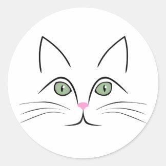 Cat face classic round sticker