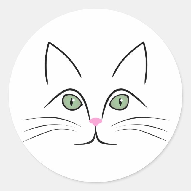 Cat face classic round sticker (Front)