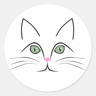 Cat face classic round sticker