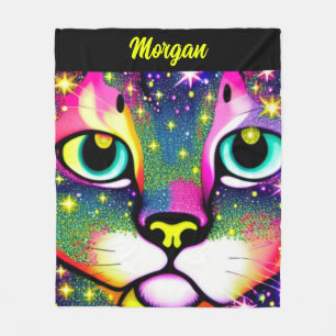 Cat Face Close Up Pop Art Fleece Blanket