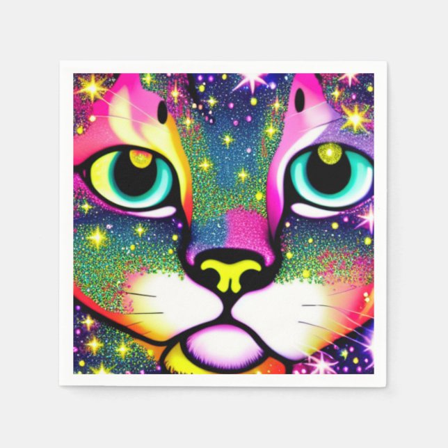 Cat Face Close Up Pop Art     Napkin (Front)