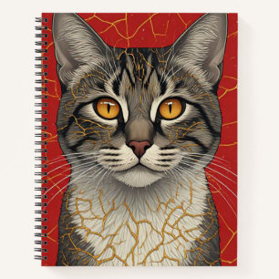 Cat Face Close Up With Golden Kintsugi Marks 🖤 Notebook