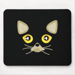 Cat Face Cute Funny Cats Lovers Sad Halloween Mouse Pad