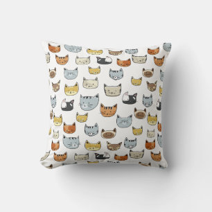 Cat Face Doodle Pattern Cushion