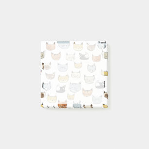 Cat Face Doodle Pattern Post-it Notes