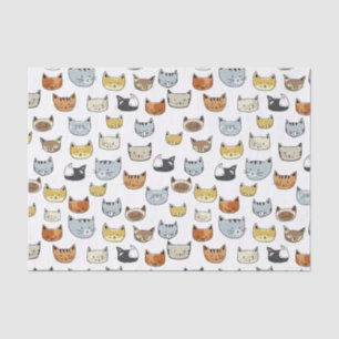Cat Face Doodle Pattern Tissue Paper