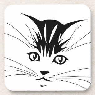 Cat Face Drawing Coaster