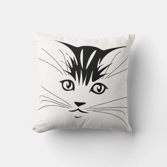Cat Face Drawing Cushion (Front)