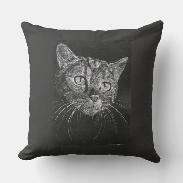 Cat Face Drawing Outdoor Cushion (Front)