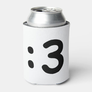 Cat Face Emoticon :3 Can Cooler