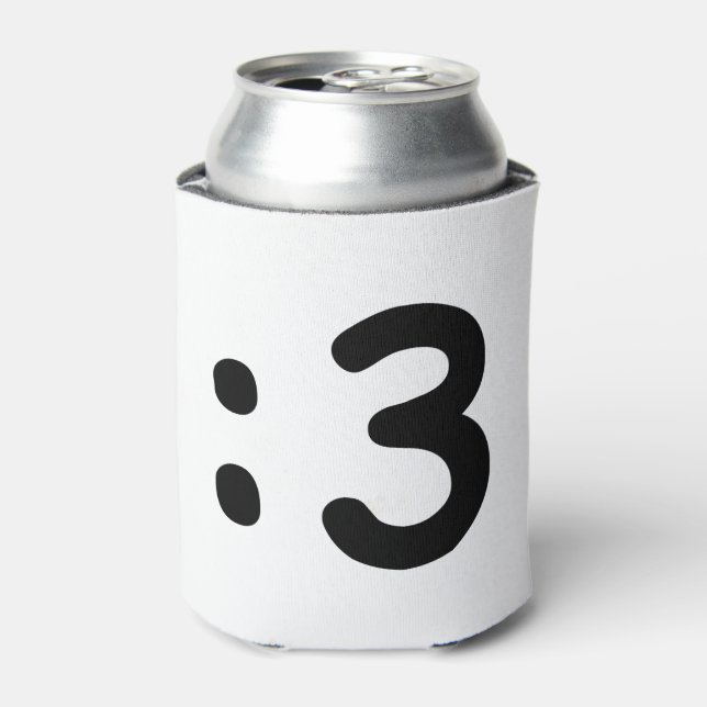 Cat Face Emoticon :3 Can Cooler (Can Front)