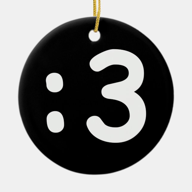 Cat Face Emoticon :3 Ceramic Ornament (Front)