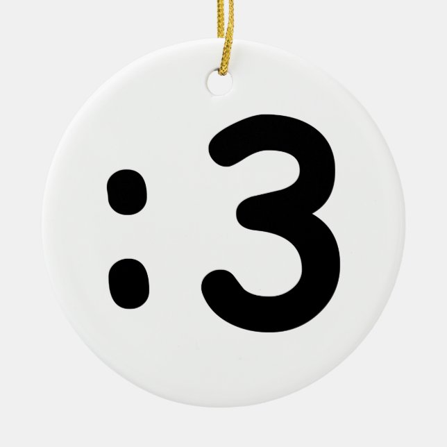 Cat Face Emoticon :3 Ceramic Ornament (Front)