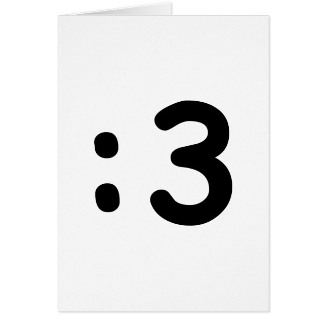 Cat Face Emoticon :3 Greeting Card (Front)