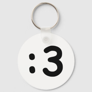 Cat Face Emoticon :3 Key Ring