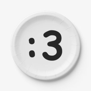 Cat Face Emoticon :3 Paper Plate