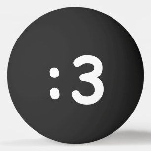 Cat Face Emoticon :3 Ping Pong Ball