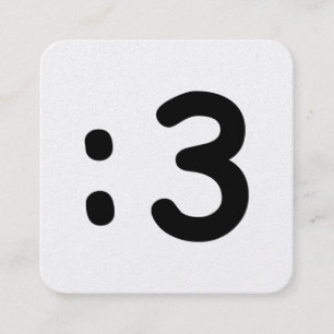 Cat Face Emoticon :3 Square Business Card