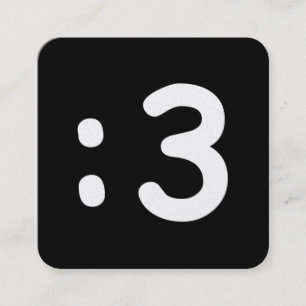 Cat Face Emoticon :3 Square Business Card