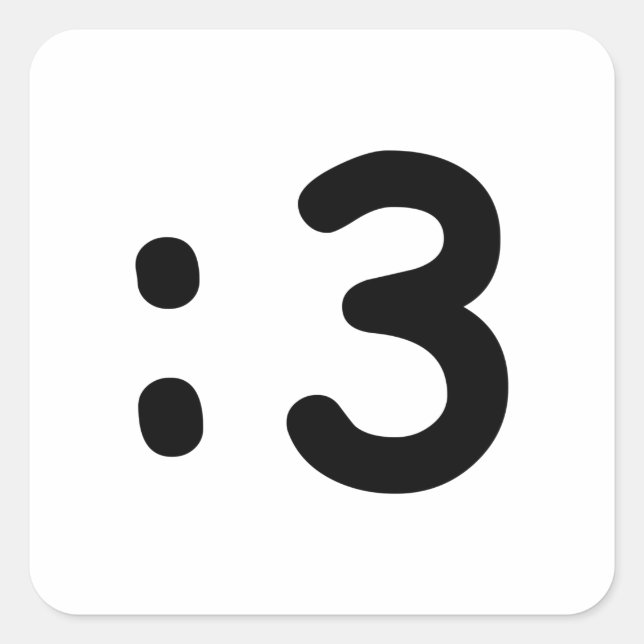 Cat Face Emoticon :3 Square Sticker (Front)