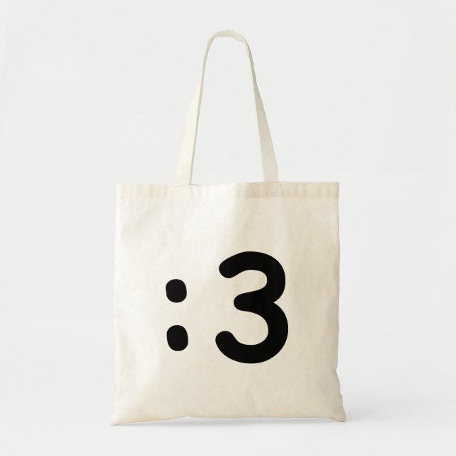 Cat Face Emoticon :3 Tote Bag (Front)