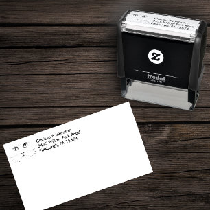 Cat Face Etching in Black Big eyes Long Whiskers Self-inking Stamp