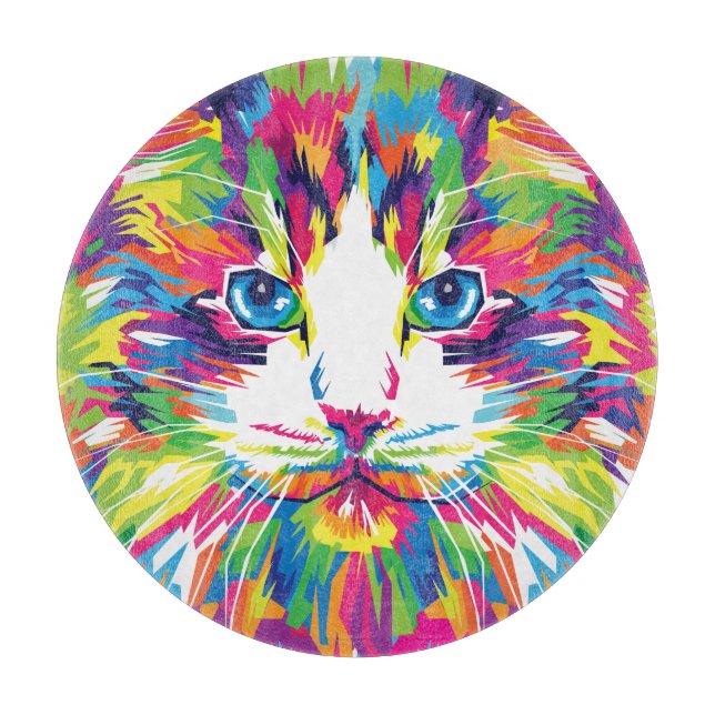 Cat Face Geometric Prismatic Design-32453 Cutting Board (Front)