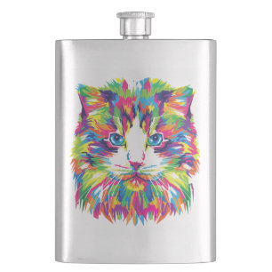 Cat Face Geometric Prismatic Design-32453 Hip Flask