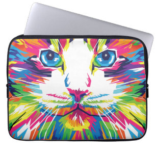 Cat Face Geometric Prismatic Design-32453 Laptop Sleeve