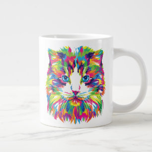 Cat Face Geometric Prismatic Design-32453 Large Coffee Mug