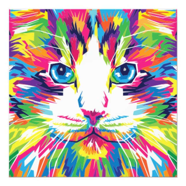 Cat Face Geometric Prismatic Design-32453 Photo Print (Front)