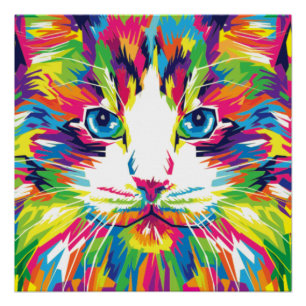 Cat Face Geometric Prismatic Design-32453 Poster