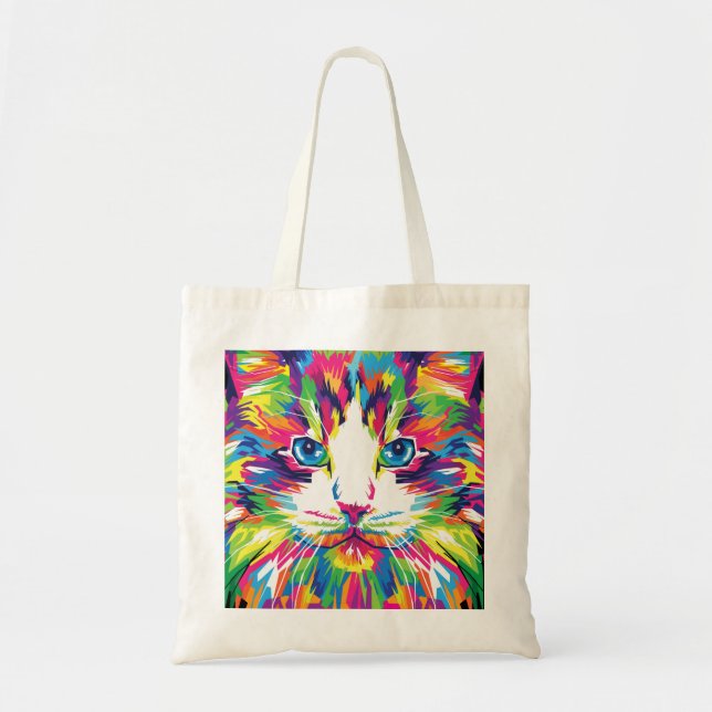 Cat Face Geometric Prismatic Design-32453 Tote Bag (Front)