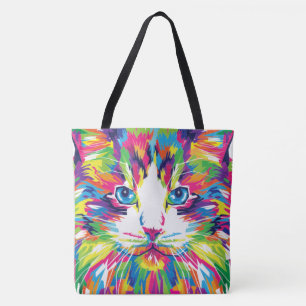 Cat Face Geometric Prismatic Design-32453 Tote Bag