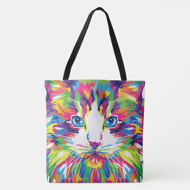 Cat Face Geometric Prismatic Design-32453 Tote Bag (Front)